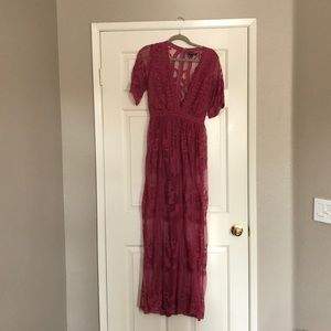 Crochet lace maxi romper